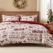 Christmas Duvet Cover Twin Size, 2 Pieces Christmas Holiday Printed Duvet Cov...