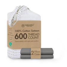 Home Linen Standard Pillowcases - 100 Natural Cotton 600 Thread Count, 2 Pie...