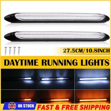 27.5cm LED Headlight White DRL Sequential Amber Turn Signals Light Strip UK NEW