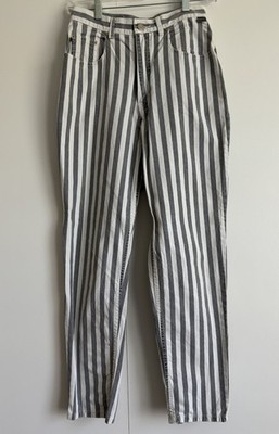 ESPRIT Vintage Y2K Black&White Striped Cotton Jeans Waist-27, Inseam-28, Rise-12