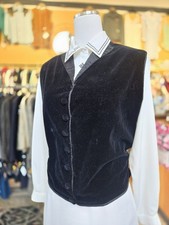 Antique 1800s Authentic Victorian Vest Black Velveteen Waist Coat With Ties