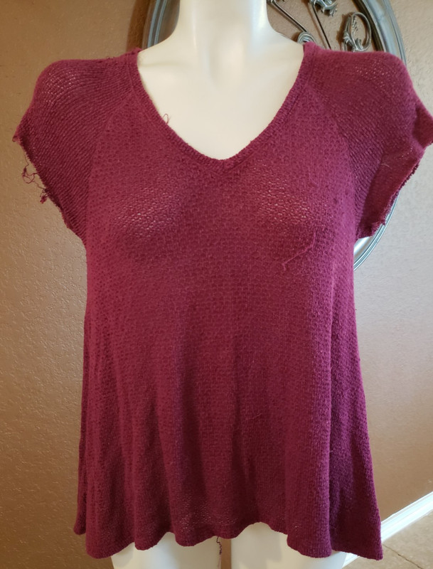 American Eagle Outfitters Burgundy Short Sleeved Sweater Top Size XS