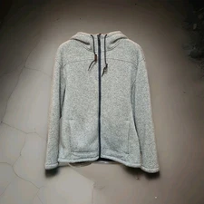 Rugged Elements Mens Fleece Lined Hooded Jacket Gray XL Full Zip Cozy Warm