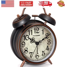 Retro 4.5 inches Battery Operated Twin Bell Loud Alarm Clock Black with Arabic