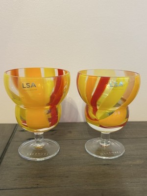 LSA Folk Wasser Weinglas 2 x 230 ml mundgeblasenes Glas Neu mit Karton UVP 75£ 