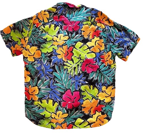 Vintage Jams World Hawaii Multicolor Hibiscus Collar Floral Rayon Shirt Men’s XL - Picture 4 of 5