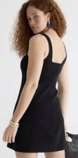 J.CREW NWT $98 Black Stretch Knit Mini Square Neck Sweater Dress Size Medium