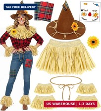 Scarecrow Costume Adult Women, Scarecrow Hat Headband Neck Piece Wrist Leg Ties