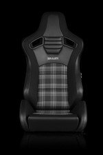 Braum Elite-s Series Sport Seats - Black Grey Plaid Grey Stitching - Pair