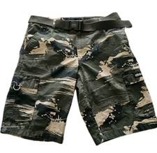 Ecko Unltd. Men's Ripstop Camouflage Cotton Cargo Shorts Belted Button Pockets