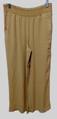 BELLE by KIM GRAVEL  Riviera Linen Blend Wide Leg Pants ''Golden'' QVC Small