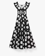 NWOT Kate Spade Pom Pom Floral Smocked Black Maxi Dress Size M