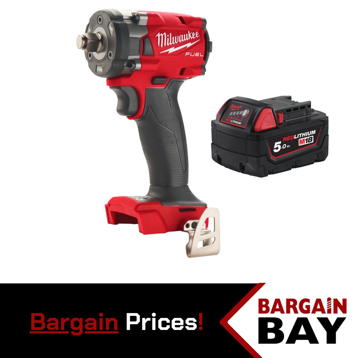 Milwaukee M18FIW2F12-0 18V Fuel 1/2"" Compact Impact Wrench with Battery