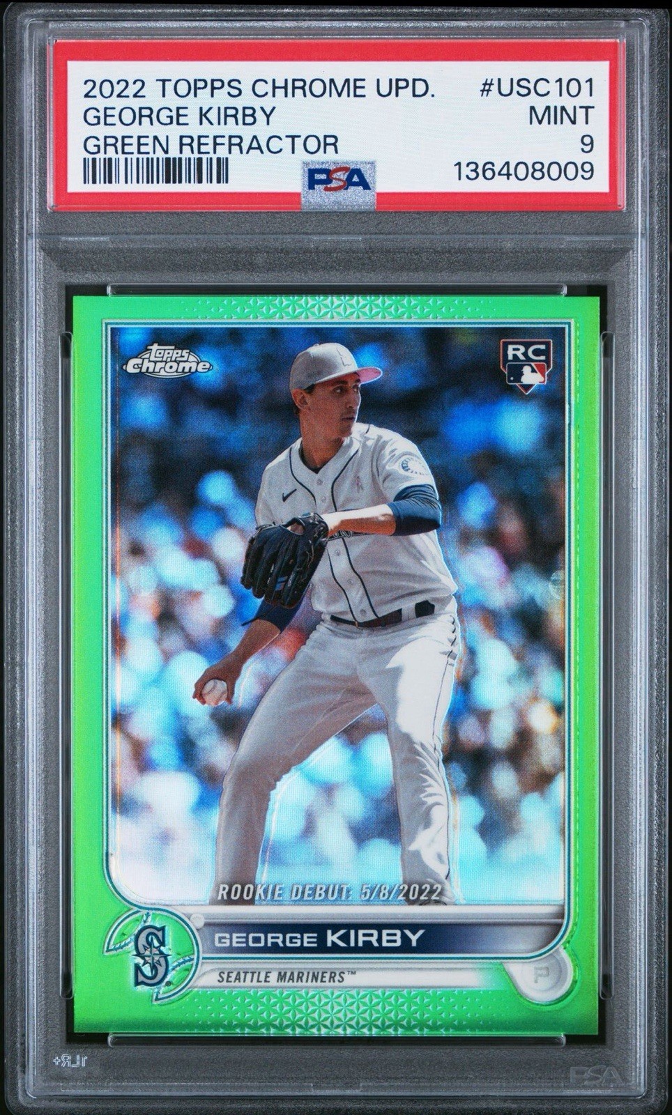 2022 Topps Chrome Update- Rookie George Kirby #USC101 Green Refractor /75 (RC)