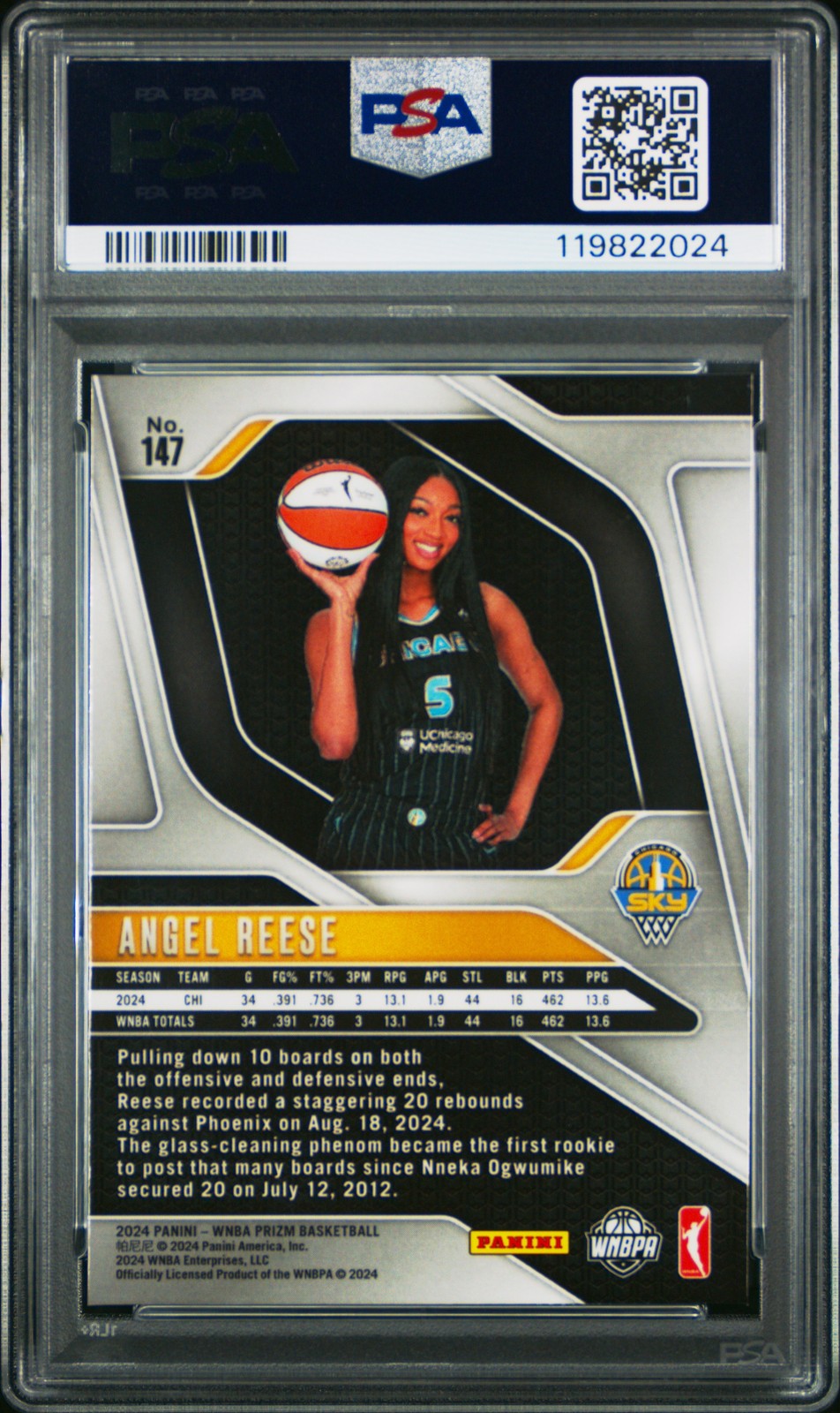 2024 PANINI PRIZM WNBA #147 ANGEL REESE ROOKIE RC PSA 7 view 2