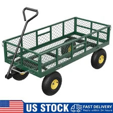 900Lbs Garden Dump Cart, Yard Cart Lawn Utility Farm Heavy Duty Steel Dump Wagon
