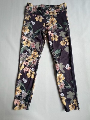 JoyLab Black Floral High Waist Athletic Leggins M