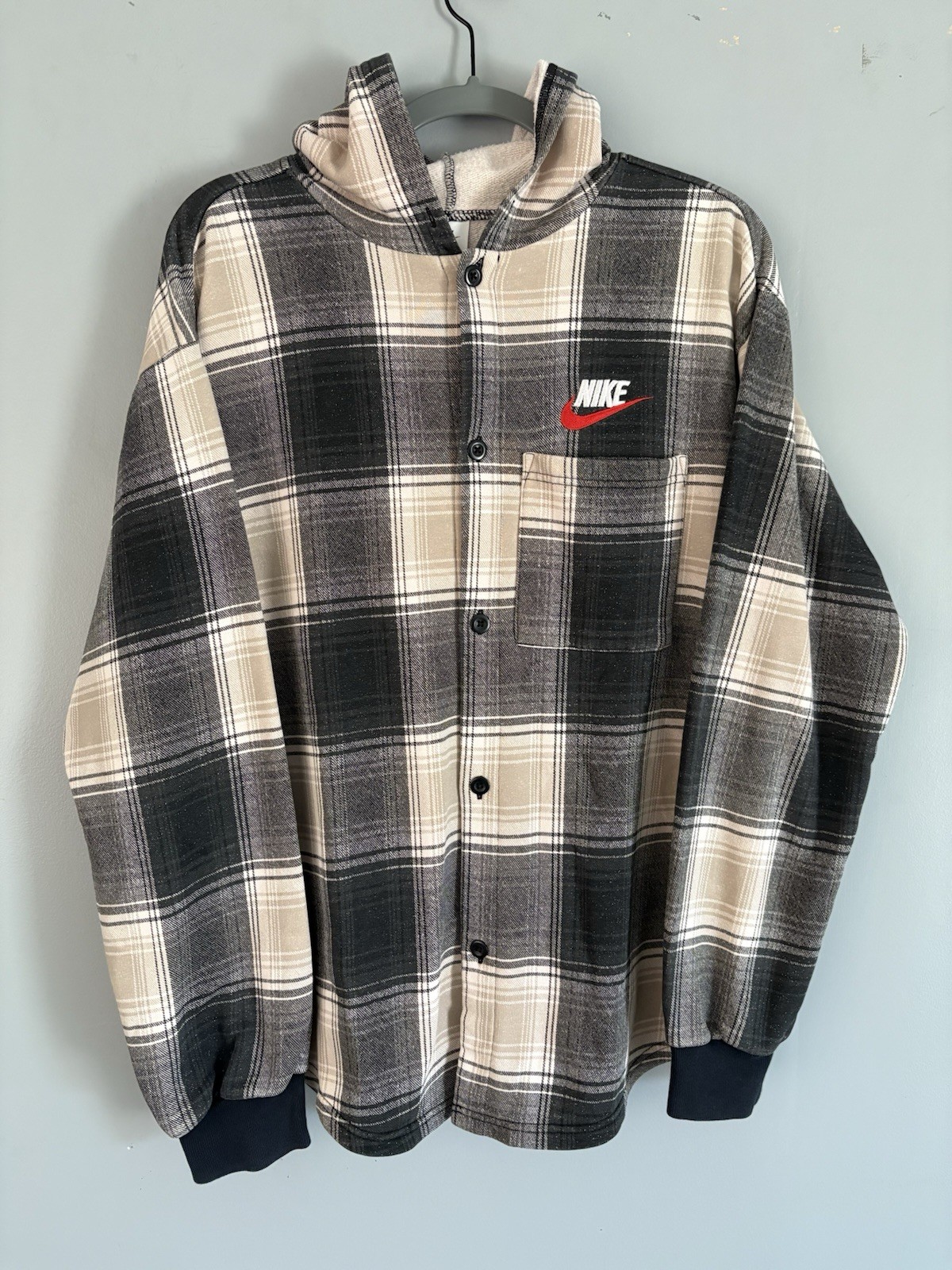 Supreme Nike Plaid Hooded Sweatshirt FW18 Size Medium… - Gem