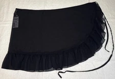 IN’VOLAND Women's Short Black Ruffle Summer Sarong Pareo Swim Cover-Up Size 18W