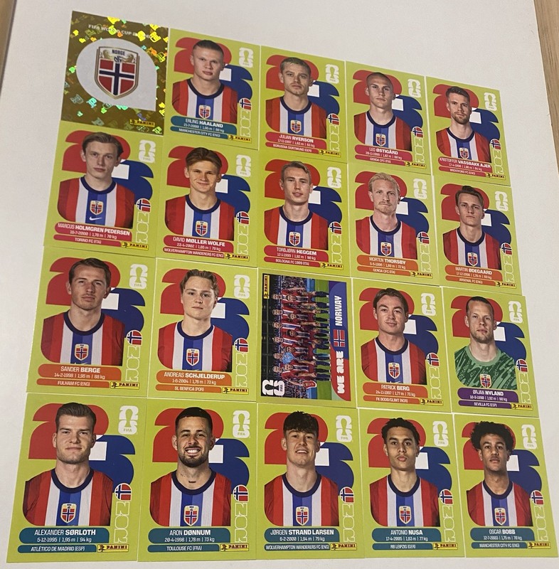 20x Norway Complete Swiss Edition Green 2026 World Cup Panini United Ed Haaland