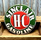 Vintage Sinclair HC Gasoline Porcelain Metal Gas Pump Plate Sign