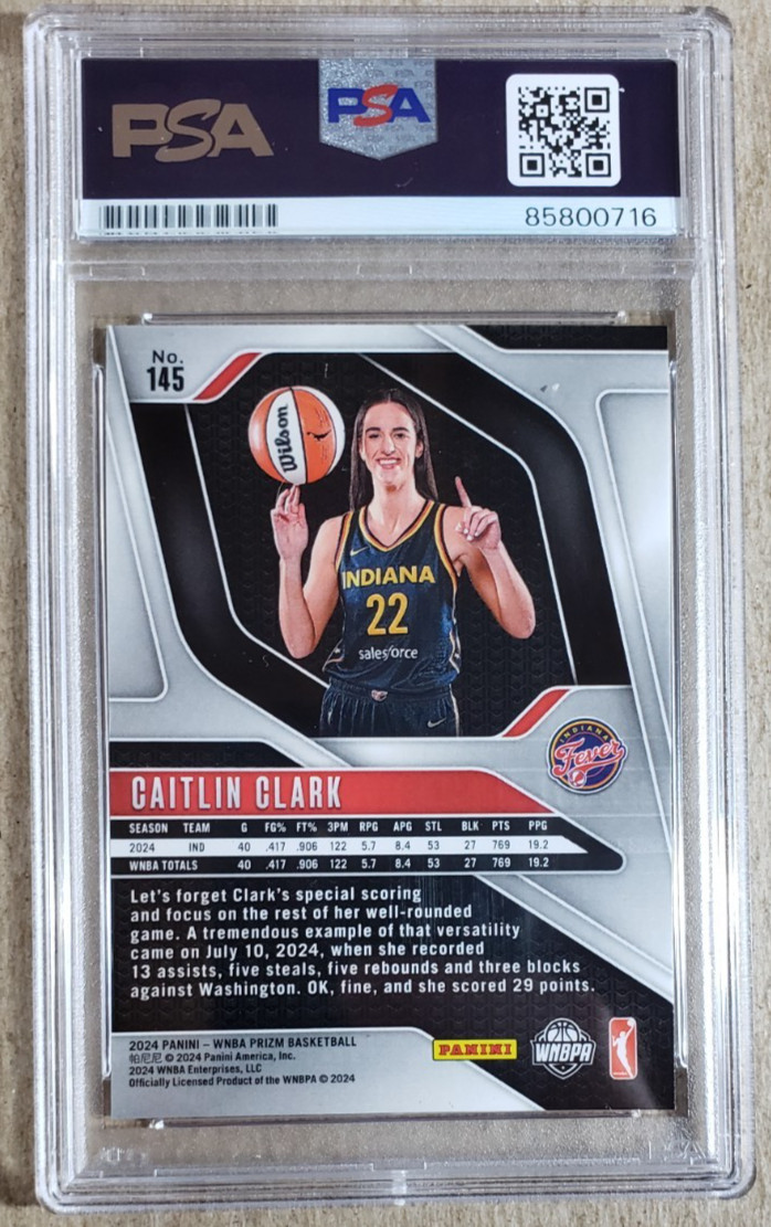 Caitlin Clark Signed 2024 Panini WNBA Prizm RC PSA/DNA Certified Auto Fever view 2
