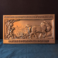 Antique 1912 German Pressed Metal Relief Plaq...