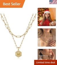 Dainty Layering Initial Necklace with Hexagon Charm for Women - Gift-Ready Box