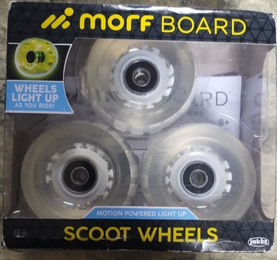 Morf Board Motion Powered Light Up Scoot Wheels Green 3 Pack