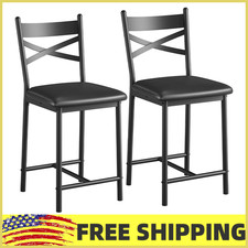 2PC 22" Bar Stools Counter Height Bar Stools w/PU Upholstered Seat,X-Design Back