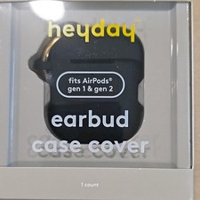 heyday Black Case Cover w/ Carabiner Clip for Apple AirPods Gen 1  Gen 2