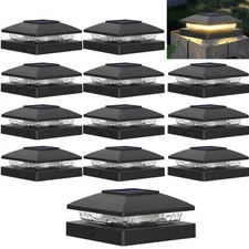12 Pack Solar Post Cap Light For 4x4 Outdoor Waterproof LED Deck Fence Light