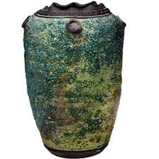 Signed Trent Tally Pottery Vase Clay Art Works Lava Glaze Textured Ceramic 8.5