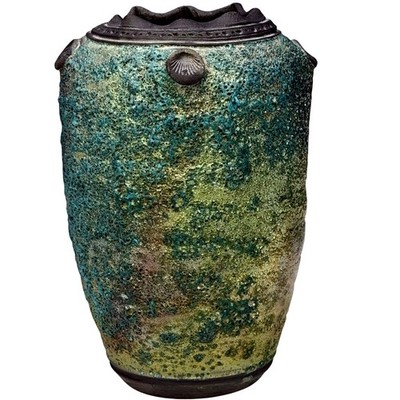 Signed Trent Tally Pottery Vase Clay Art Works Lava Glaze Textured Ceramic 8.5''