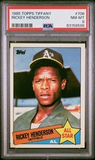 1985 TOPPS TIFFANY #706 RICKEY HENDERSON PSA 8