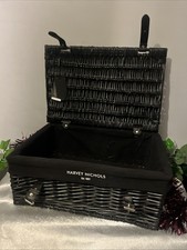 Harvey Nichols Black Lined Wicker Hamper Basket