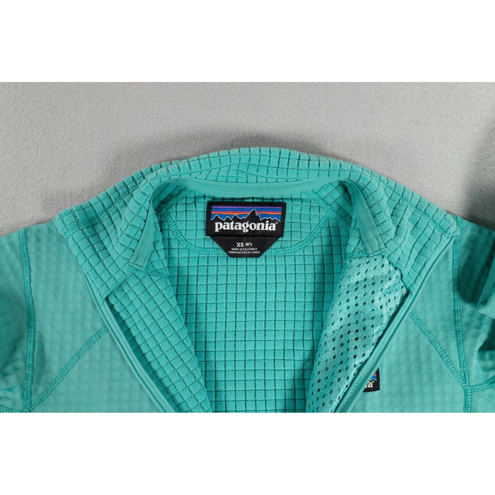 Patagonia R1 Women's XS Aqua Grid Fleece 1/4 Zip Pullover Hiking Outdoor Jacket image 2