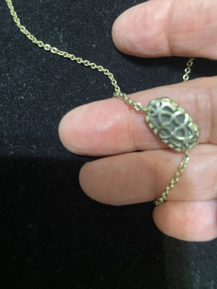 Collar Kendra Scott Elisa Negro Drusy Colgante Gunmetal Cadena 15 pulgadas - 17 pulgadas Foto 3 de 4