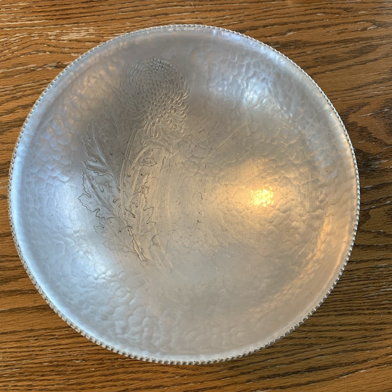 Vintage Continental Hand Wrought Pewter Bowl Made In USA  #513 10.5 in. dia