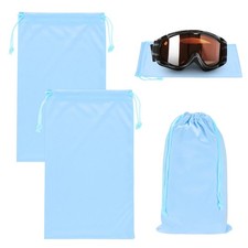 2-Pack Ski Goggle Bag, 9.8" x 5.9" Microfiber Bag for Snow Goggles Light Blue 