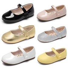 Girls Toddlers Kids Round Toe Flats Mary Jane Dress Shoes Wedding Ballet Flats