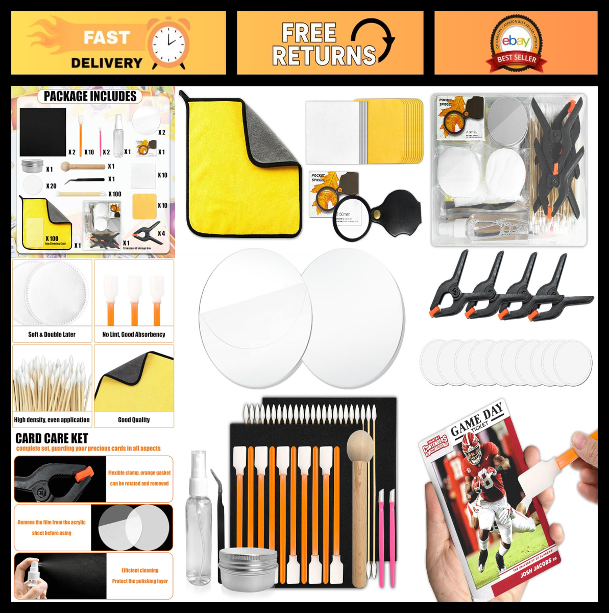 267 Pcs Trading Card Cleaning Kit with Fixing Jig & EVA Foam