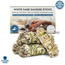 California White Sage Smudge Sticks - 4-Pack, Handcrafted, 4-Inch Bundles for...