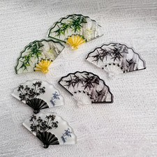 Traditional Classic Attractive 10Pcs Mixed Mini Japanese-Style Glass Bamboo Fans