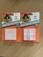 2 Pack Gorilla Tough & Clear Double Sided Mounting Tape Squares 1" 24 Pc