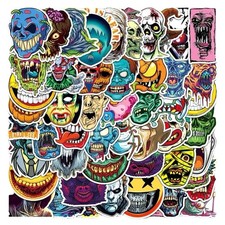 25Pcs Random Gothic Horror Skull Spooky Halloween Cartoon Waterproof Stickers