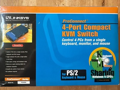 Linksys  ProConnect Model PS2KVM4 4-Port Compact KVM switch PS/2 Keyboard-Mouse