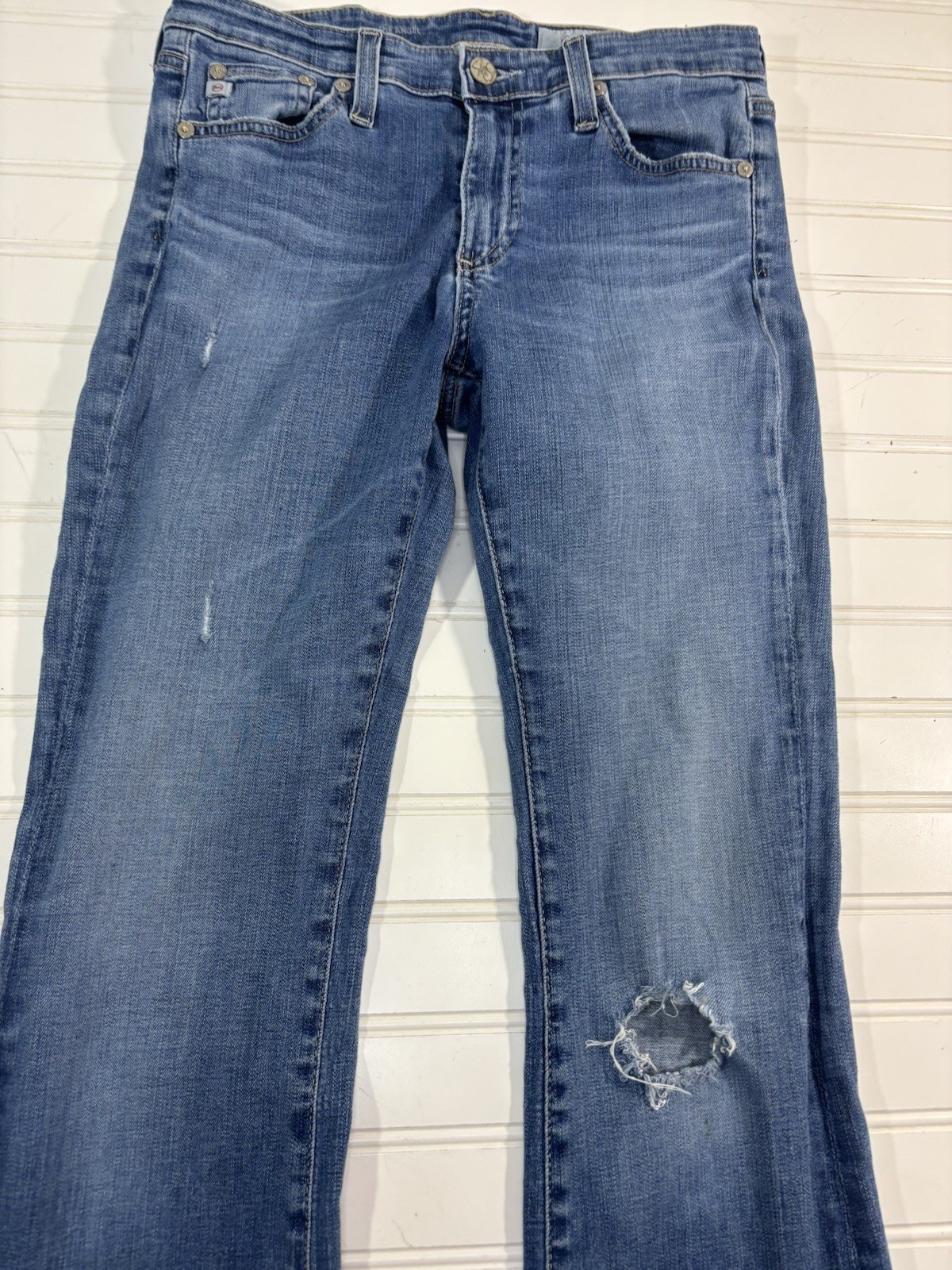 AG Adriano Goldschmied The Angel Bootcut Jeans Denim Size 27R Distressed thumbnail 4