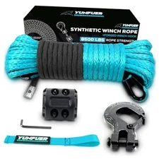 Synthetic Winch Rope Cable Kit - 3/16" x 50ft, 3/16"x50FT (blue)-8500LBS blue