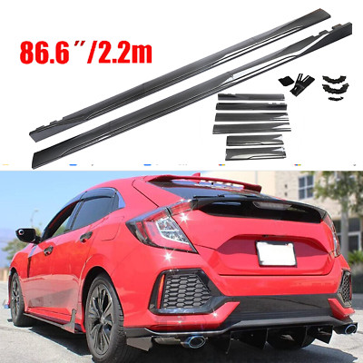 Carbon Fiber 2.2m/86.6inch Side Skirt Extensions Rocker Panel For Honda Civic A